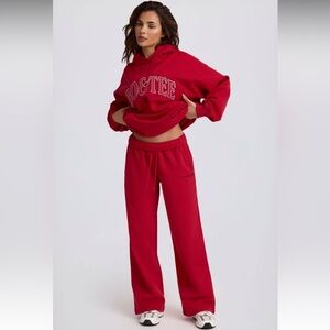 bo&tee matching red hoodie & wide leg sweatpants